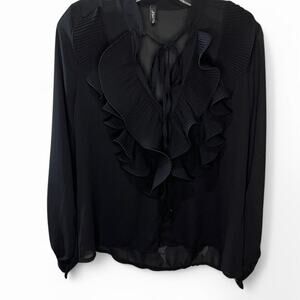 Black sheer long sleeve blouse